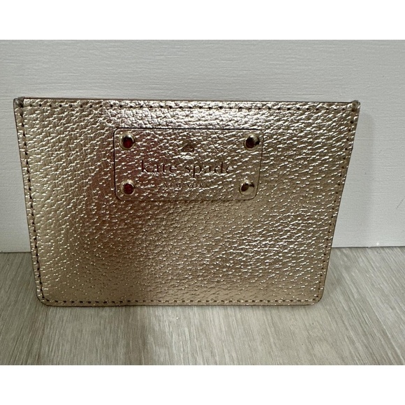 Kate Spade Rose Gold Shimmer Small Slim Card Holder - Picture 2 of 5